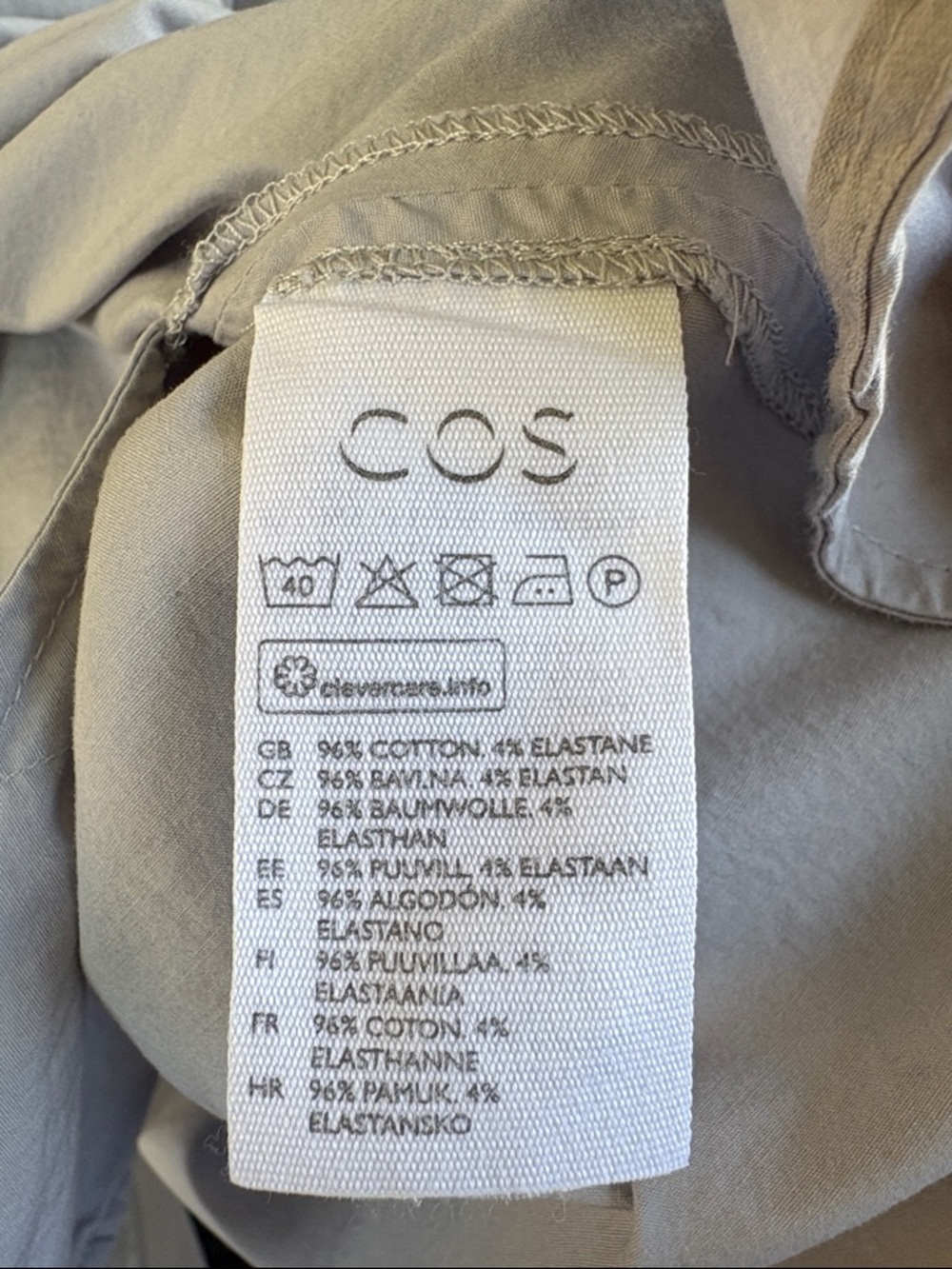EUC COS Cotton button Front A-Line Dress Grey Size Medium - Picture 11 of 15